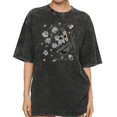 thumbnail image 1 of Women's Anime Girl Lily Of The Valley Floral Aesthetic Graphic Comfortable Washed T Shirt Black S-2XL Plus Size, 1 of 5