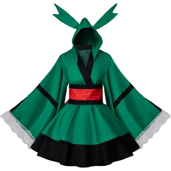 Women's Anime-Inspired Boku No Hero Academia Dress Midoriya Izuku Outfit Froppy Set - Stylish Top & Skirt Outfit with Belt