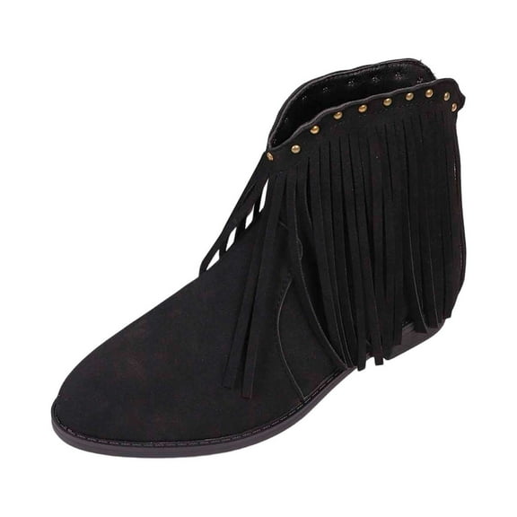 Women's Ankle Boots Ankle Boots With Tassels And Studs Pointed Toe Fashionable Solid Short Booties Comfortable Heel For Casual And Formal Wear