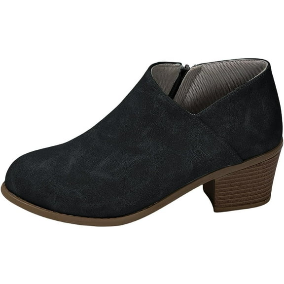 Women's Ankle Boots - Booties with Chunky Stacked Heel | Side Zipper for Easy On/Off | Dress Boots for Fall & Winter