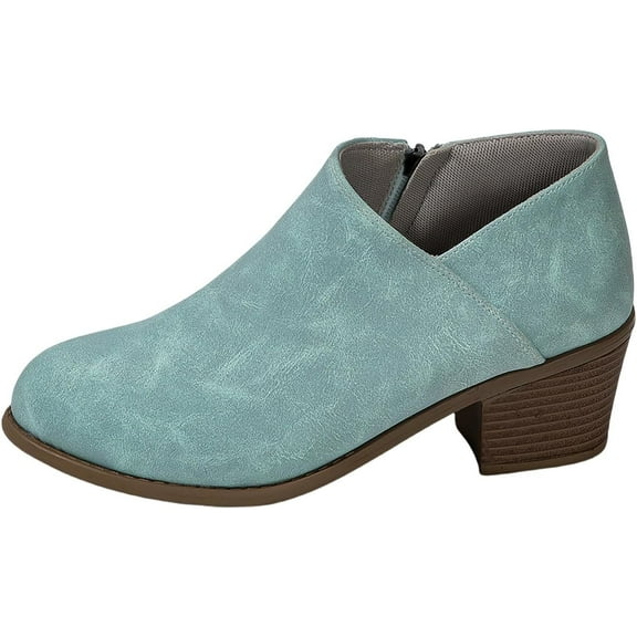 Women's Ankle Boots - Booties with Chunky Stacked Heel | Side Zipper for Easy On/Off | Dress Boots for Fall & Winter