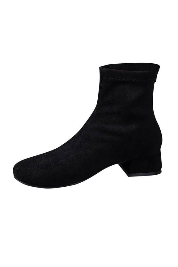 Women's Ankle Boots Casual Fashion Ladies Chunky Heeled Booties Comfortable Low Mid Heel Round Closed Toe Fall Winter Boots for Women Trendy 2025