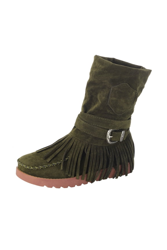 Women's Ankle Boots Casual Fashion Retro Short Fringe Round Flat Boots for Every Occasion
