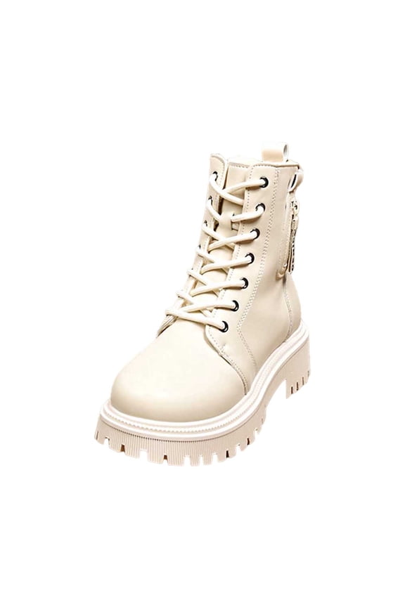 Women's Ankle Boots Casual -On Stylish Platform Footwear for Everyday Comfort and Warmth 9 White