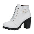 thumbnail image 1 of Women's Ankle Boots – Chunky Heel Lace Up Booties for Women Side Zipper Platform Lug Sole Round Toe Winter Fall Fashion Shoes, 1 of 6