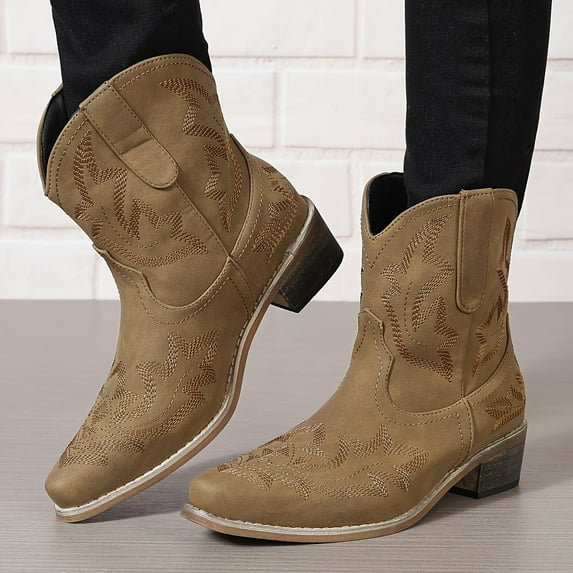 Women's Ankle Boots - Chunky Heel Pointed Toe Design for Fashion, can wear the boots anywhere