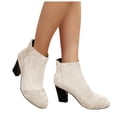 thumbnail image 1 of Women's Ankle Boots Chunky Low Heel Chelsea Booties Comfortable Casual Fall Winter Slip on Elastic Fall Short Work Boots, 1 of 8
