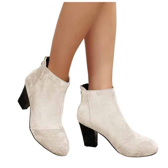 Women's Ankle Boots Chunky Low Heel Chelsea Booties Comfortable Casual Fall Winter Slip on Elastic Fall Short Work Boots