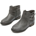 thumbnail image 1 of Women's Ankle Boots - Classic Side Zip, Cover with Buckle Strap, Comfortable Platform, Round Toe, Low Chunky Heel Comfort Slip On Fashion Grey Boots., 1 of 6