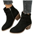 thumbnail image 1 of Women's Ankle Boots Classic Slip on Cutout Chelsea Western Booties Stacked Heel Suede Fall Winter Dress Work Pumps Shoes, 1 of 8