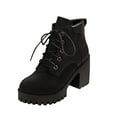 thumbnail image 1 of Women's Ankle Boots Fashion Heel Lace Up Platform Booties Comfortable Casual Leather Shoes for Everyday Use, 1 of 7
