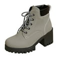 thumbnail image 1 of Women's Ankle Boots Fashion Heel Lace Up Platform Booties Comfortable Casual Leather Shoes for Everyday Use, 1 of 7