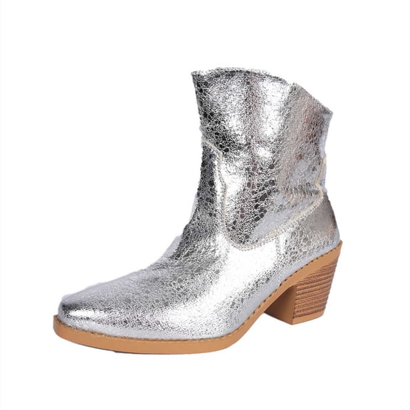 Women's Ankle Boots Fashion Heel On Synthetic Leather Pointed Toe Casual Dress Booties for Fall Winter Comfort