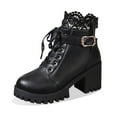 thumbnail image 1 of Women's Ankle Boots - Fashion Leather Lace Up Back Zipper Platform High Heeled Winter Footwear for Women, 1 of 8