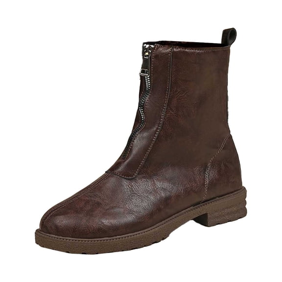 Women's Ankle Boots Fashion Leather Pointed Toe On Zipper Booties for Fall Winter Casual Comfort Dress