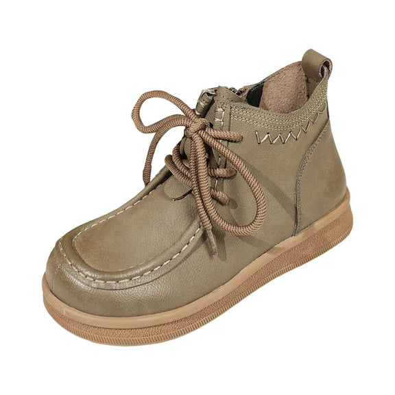 Women's Ankle Boots Fashion Low Top Casual Lace Up Round Toe Comfortable Footwear for Daily Use