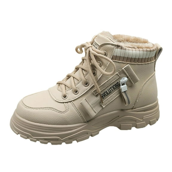 Women's Ankle Boots Fashion Winter Sole Comfortable Lace Up Lined Casual Warm Flat Booties for Ladies