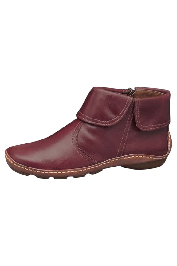 Women's Ankle Boots Fashion Winter for Women Snakeskin Booties Women Zip Round Toe Winter Heeled for Women Born Women Low Heel Pleated Stylish Flat Footwear S for Women Western for Women