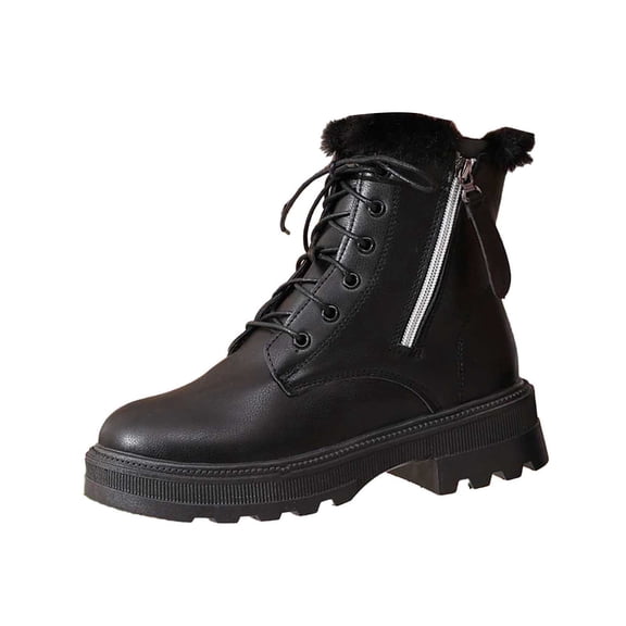 Women's Ankle Boots Heel Comfortable Casual Side Zipper Lined Winter Booties for Everyday Wear