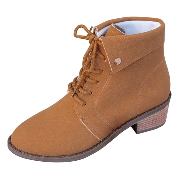 Women’s Ankle Boots Mid Heel Lace Up Fashionable Versatile -On Warm Footwear for Everyday and Casual Outings