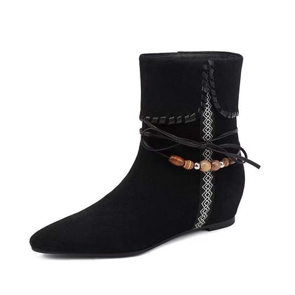 Women's Ankle Boots On Suede Round Toe Flat Heel Fringe Style Casual Comfortable Walking Footwear Daily Outfits