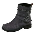 thumbnail image 1 of Women's Ankle Boots - Oversized Square Toe Suede Short Work Boots with Side Zipper and Round Toe, 1 of 8