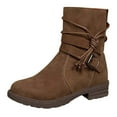 thumbnail image 1 of Women's Ankle Boots - Oversized Square Toe Suede Short Work Boots with Side Zipper and Round Toe, 1 of 9