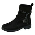 thumbnail image 1 of Women's Ankle Boots - Oversized Square Toe Suede Short Work Boots with Side Zipper and Round Toe, 1 of 7