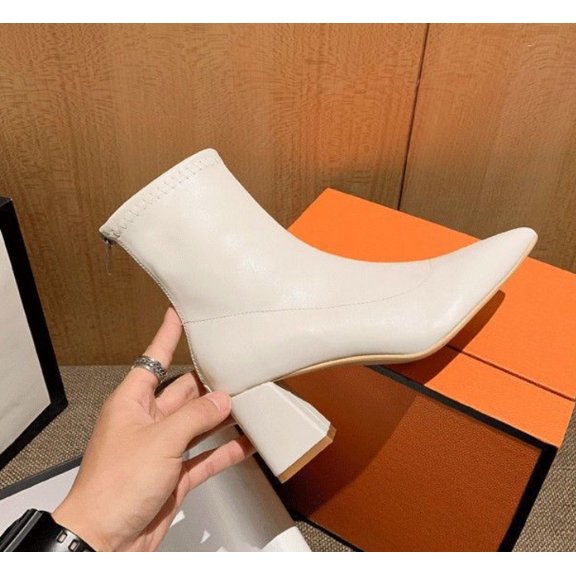 Women's Ankle Boots Pointed Toe Chunky Block Heel Short Boots for Women Low Heeled Booties