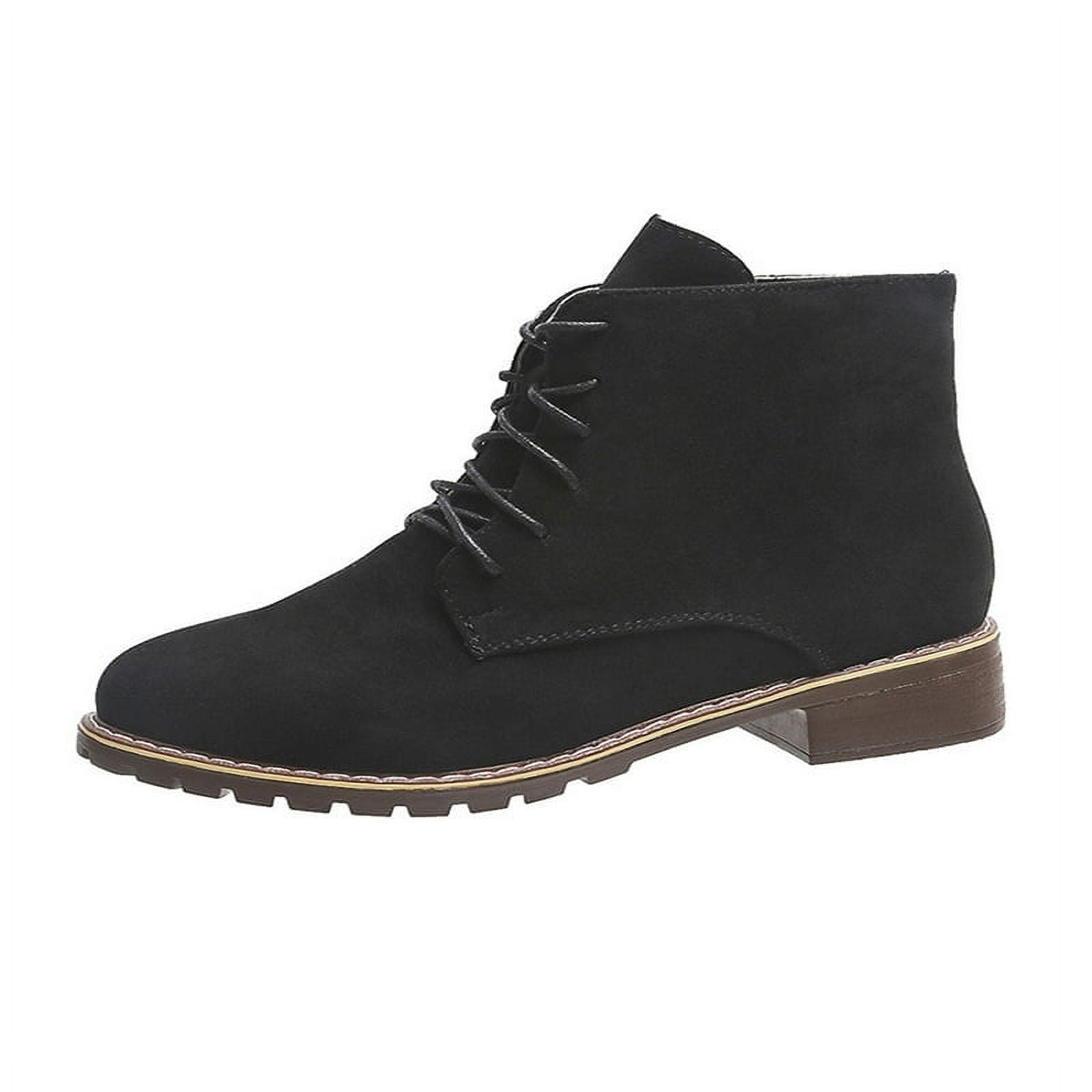 Women's Ankle Boots Round Toe Waterproof Lace up Work Combat Boots Low