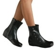 thumbnail image 1 of Women's Ankle Boots Side Zipper Ankle Boots Retro Leather Fashion Winter Boots Wide Square Toe Flat Wedge Short Boots Green Size 5.5, 1 of 9