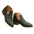 thumbnail image 1 of Women's Ankle Boots Slip on Chunky Heel Cutout Short Booties Suede Dress Western Fall 2025 Work Shoes, 1 of 8