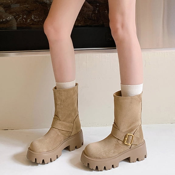 Women's Ankle Boots Slouchy Flat Ladies Booties Low Heeled Riding Boot Comfortable Casual Round Toe Short Boots For Women.