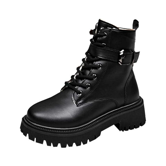 Xiaoxatg Women's Ankle Boots Stylish -On Fashion Casual Warm Platform Booties for Everyday Wear 6 Black