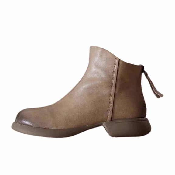 Women's Ankle Boots Stylish Soft Leather Back Zipper Comfortable Short Boots Ideal for Autumn and Winter