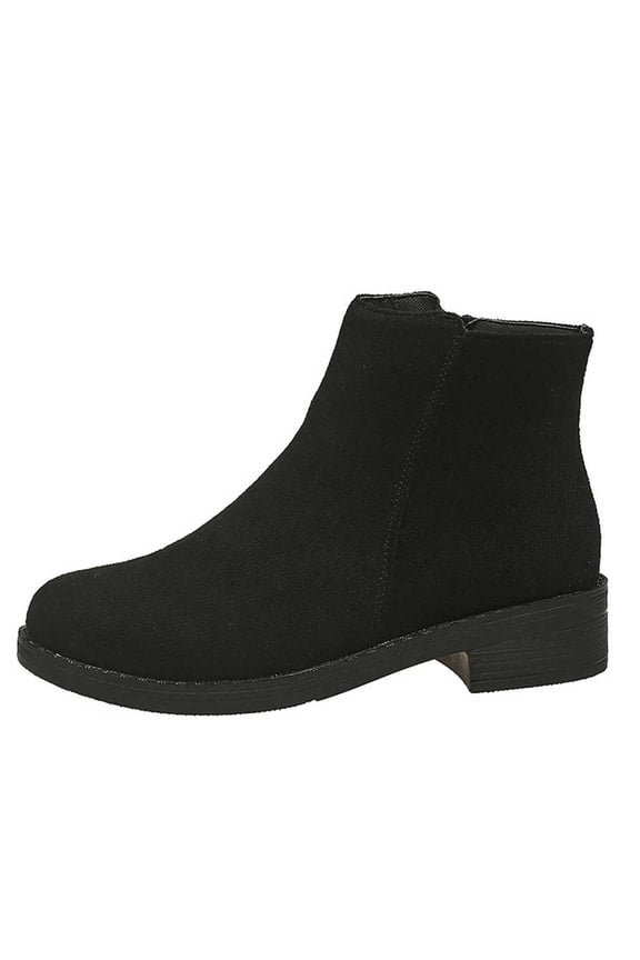 Women's Ankle Boots Suede Side Zip Low Heel Stylish Short Booties Featuring Round Toe Design
