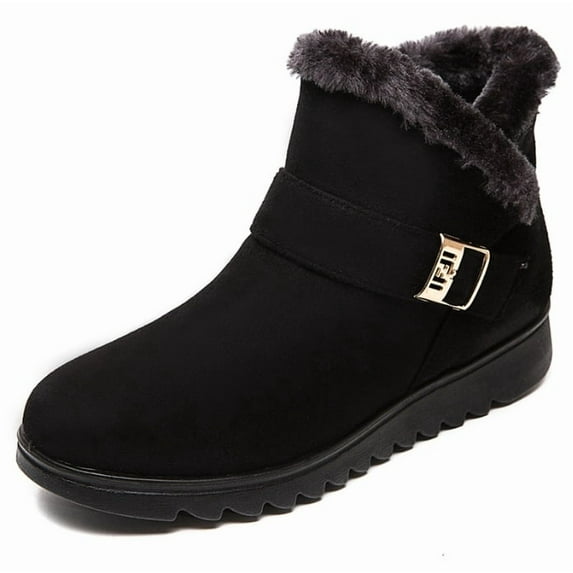 Women's Ankle Boots with Faux Fur Cuff - Lightweight & Warm Winter Casual Footwear