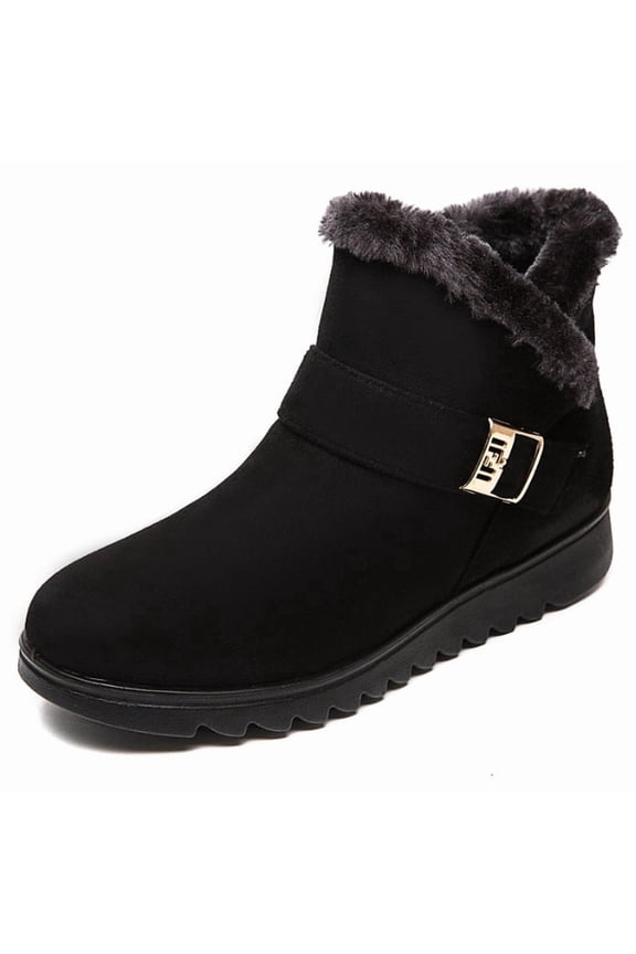 Women's Ankle Boots with Faux Fur Cuff - Lightweight & Warm Winter Casual Footwear