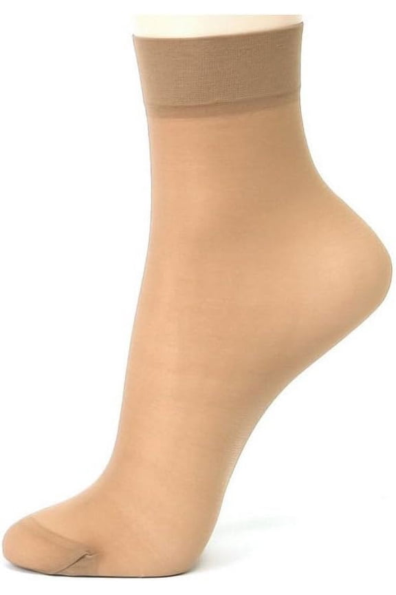 Women's Ankle High Nylon Socks, Sheer Thin Elastic Short Tight Hosiery Stocking Beige (10 Pairs Pack)