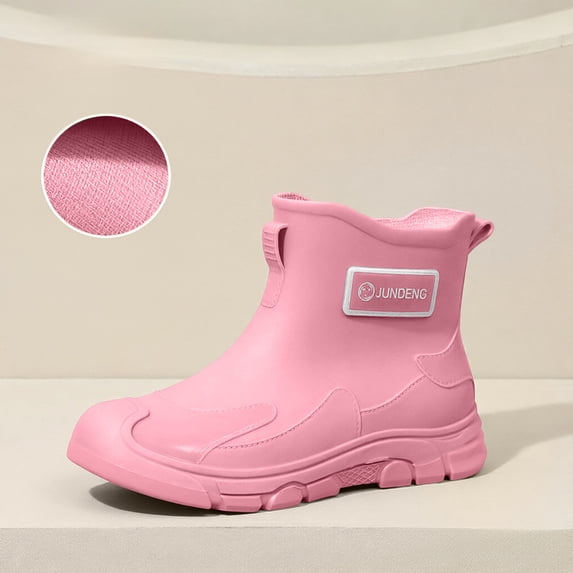 Women's Ankle Rain Boots - Waterproof & Easy to Clean with Inner Lining & EVA Footbed - Perfect for Autumn, Walking & Outdoors Pink 7