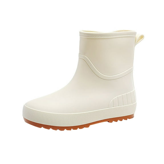 Women's Ankle Rain Boots Waterproof Lightweight Wide Calf Chelsea Boots Short Rain Boots for Women and Waterproof Garden Shoes Comfortable Mid Calf Footwear