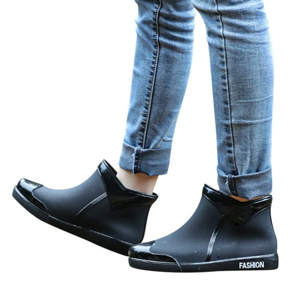 Women's Ankle Rain Boots Waterproof Non Slip Kitchen Work Shoes Lightweight Rubber Water Shoes for Gardening Fishing