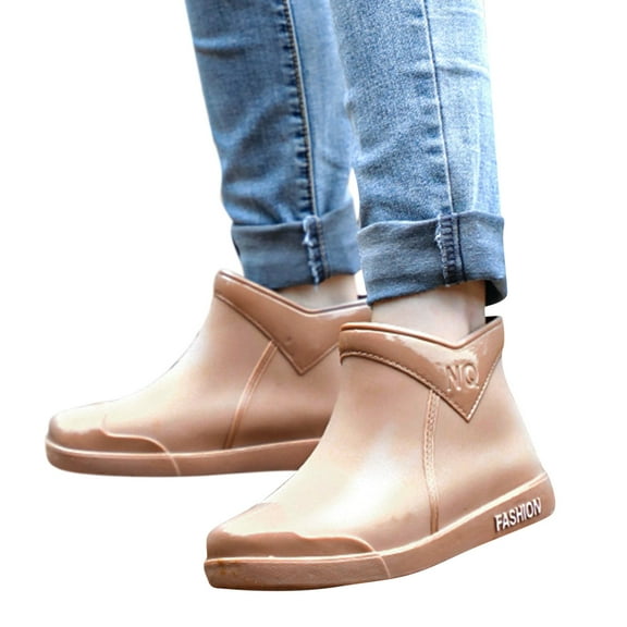 Women's Ankle Rain Boots Waterproof Non Slip Kitchen Work Shoes Lightweight Rubber Water Shoes for Gardening Fishing