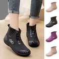 thumbnail image 1 of Women's Ankle Rain Boots Waterproof Non-Slip Round Toe Slip on Short Wellies Comfortable Chelsea Rain Boots for Outdoor Purple 8.5(41), 1 of 8
