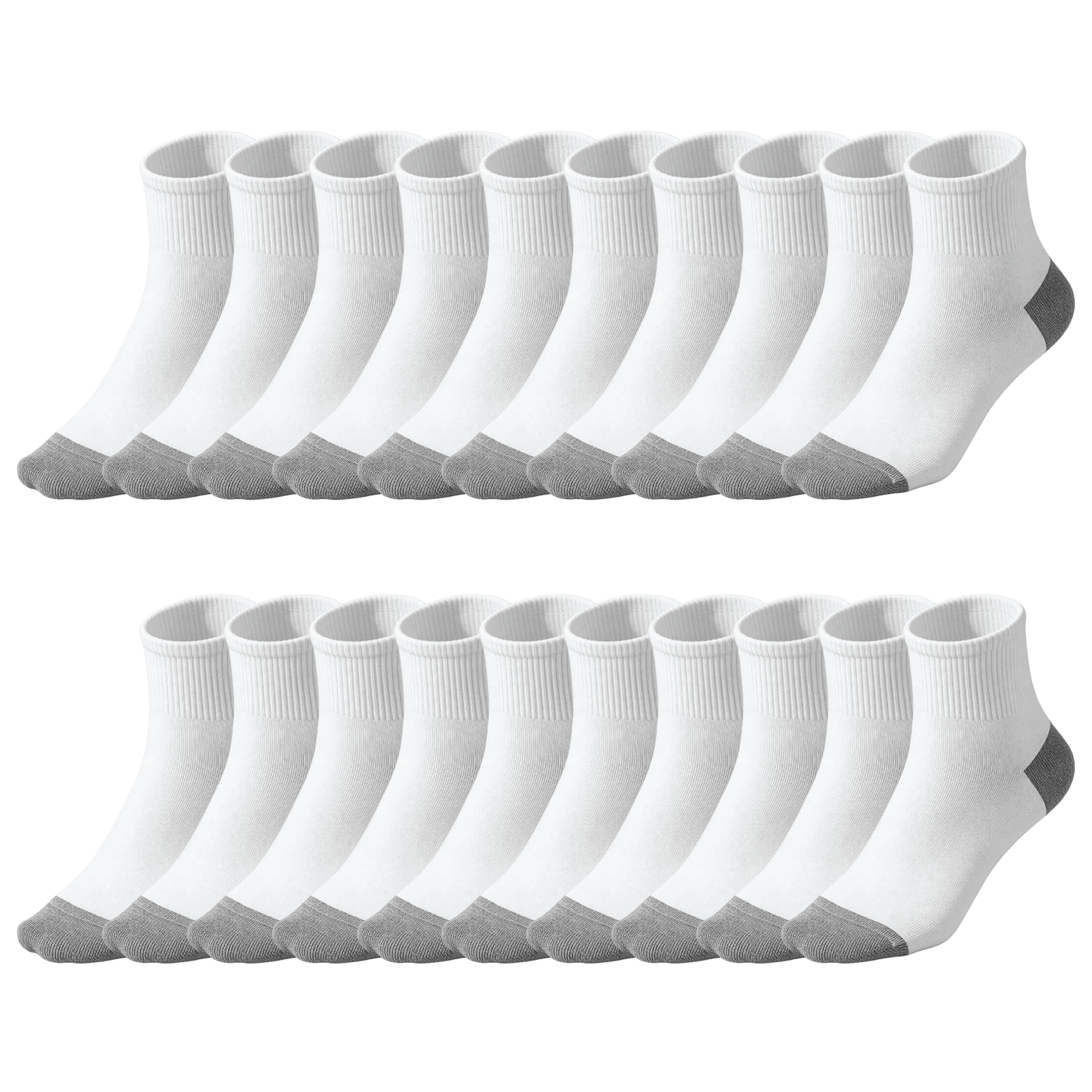 GARITIN Women's Crew Socks 10 Pairs, Soft Breathable Athletic Crew Socks, Reinforced Toe Cushioned Casual Sports Socks, White