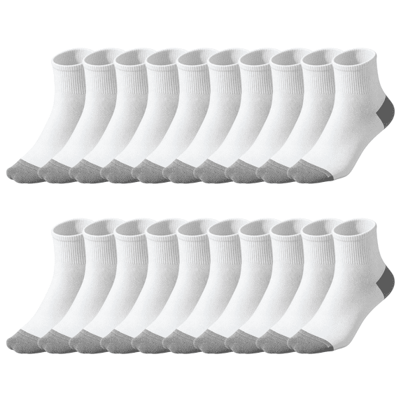 GARITIN Women's Crew Socks 10 Pairs, Soft Breathable Athletic Crew Socks, Reinforced Toe Cushioned Casual Sports Socks, White