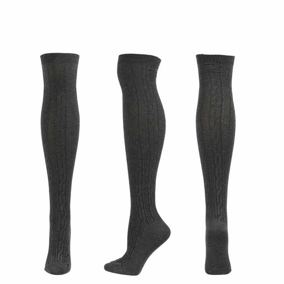 Women's Ankle Socks, Fall Winter Women Striped Solid Color Cotton Knit Over-the-Knee Stockings New Women's Running Ankle Socks Style B-59 Dark Gray One Size