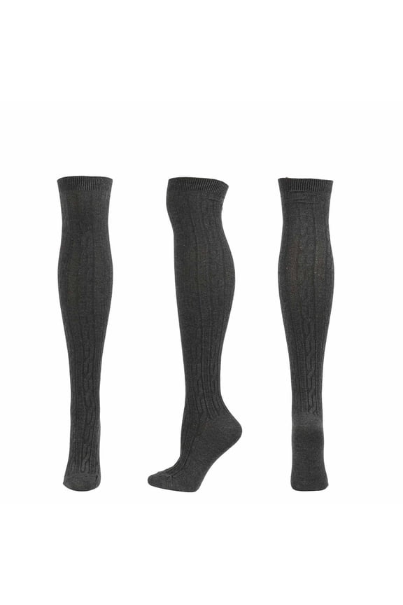Women's Ankle Socks, Fall Winter Women Striped Solid Color Cotton Knit Over-the-Knee Stockings New Women's Running Ankle Socks Style B-59 Dark Gray One Size