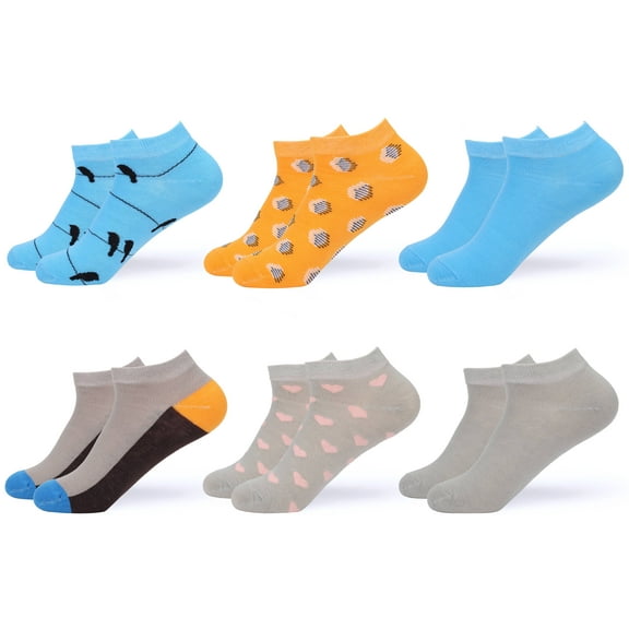 Women's Ankle Socks - Low Cut Colorful Socks For Women - Patterned Short Cut Fashion Socks Assorted Colors - 6 Pack - By Gallery Seven - Style 5