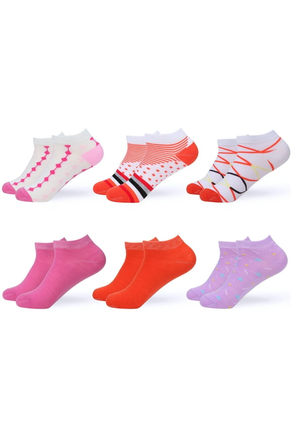 Women's Ankle Socks - Low Cut Colorful Socks For Women - Patterned Short Cut Fashion Socks Assorted Colors - 6 Pack - By Gallery Seven - Style 6